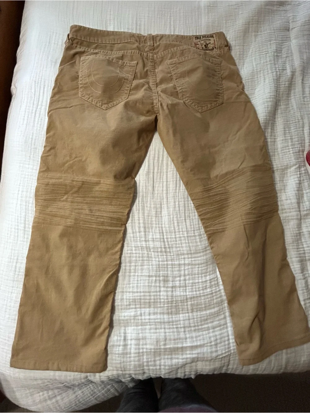 True Religion Geno Relaxed Slim Straight Corduroy Pants Tan 42